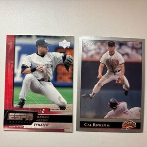 Iconic Baseball Trading Cards - Derek Jeter and Cal Ripken